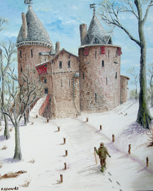 Painting of Castell Coch in winter