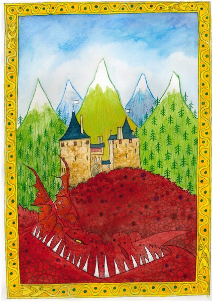 Sleeping dragon illustration