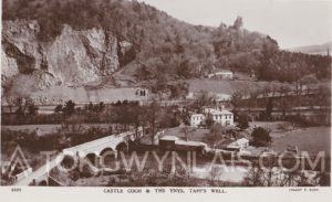 Old postcard of Castell Coch and The Ynys