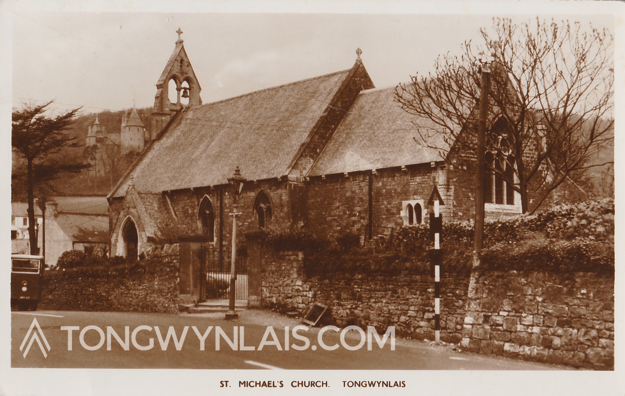 Photo of St Michael's Church on an old postcard