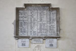 War memorial in St Michael's Church, Tongwynlais