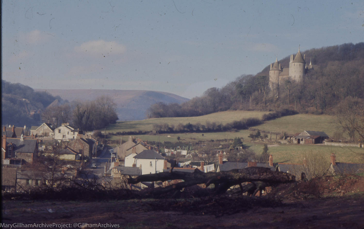 View North to Castell Coch above Tongwynlais. February 1972