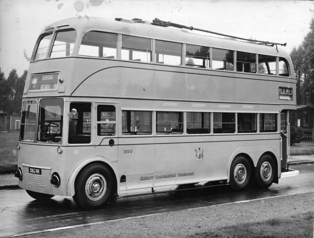 An old trolleybus pictured in 1942