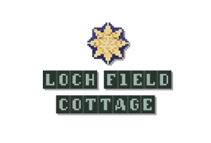 Pixel art illustration of a house name for Loch Field Cottage