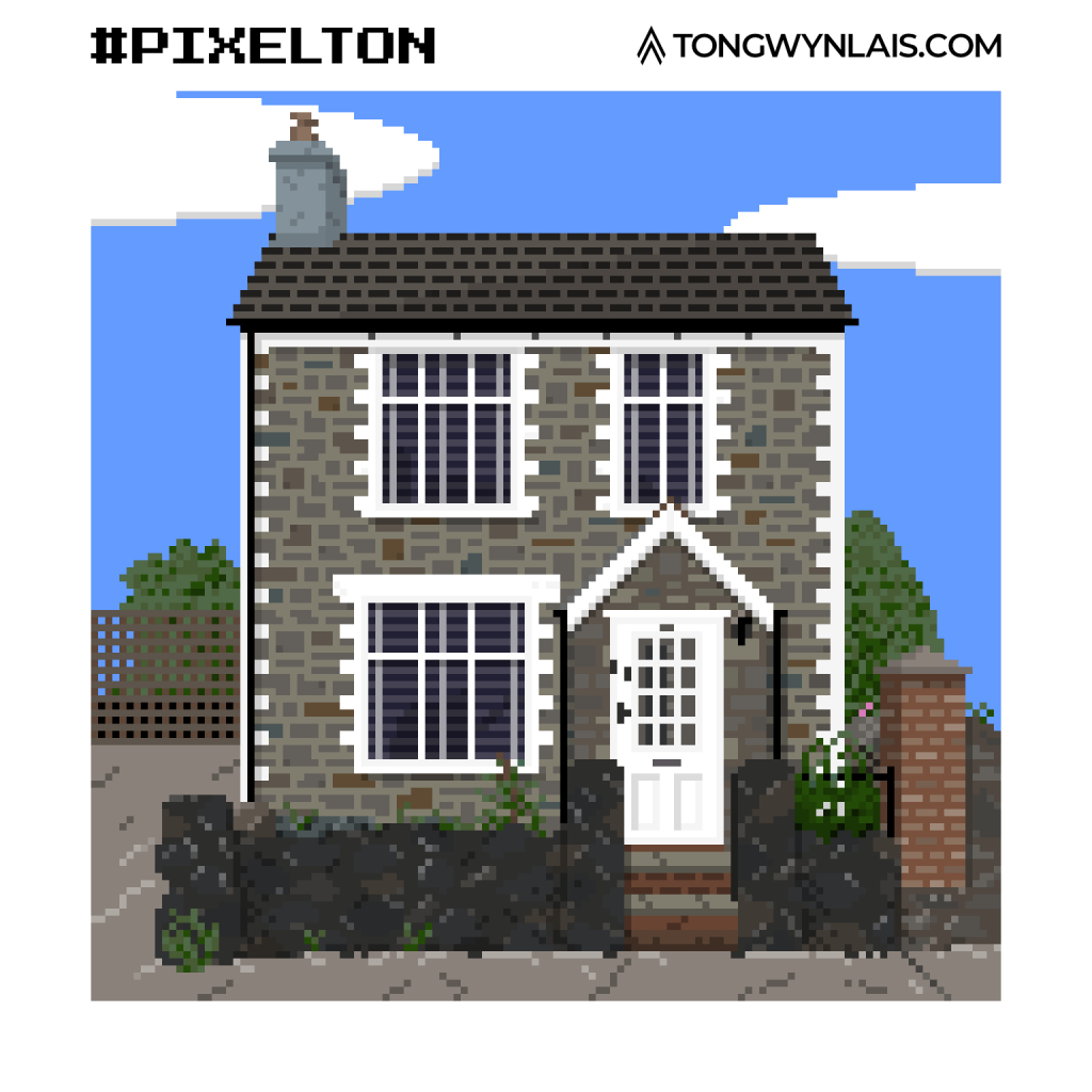 Pixel art illustration of a cottage