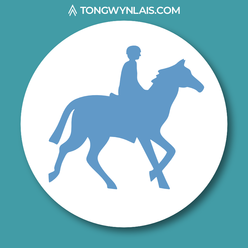 Illustration of a trail sign featuring a horse and rider