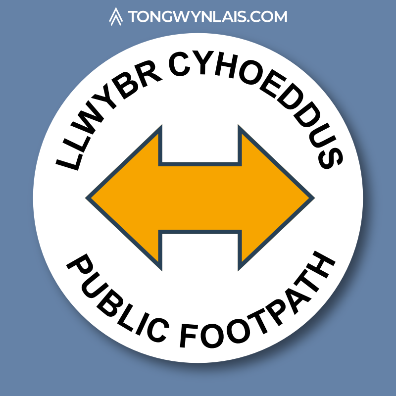 Illustration of a trail sign featuring a two-ended arrow for a public footpath